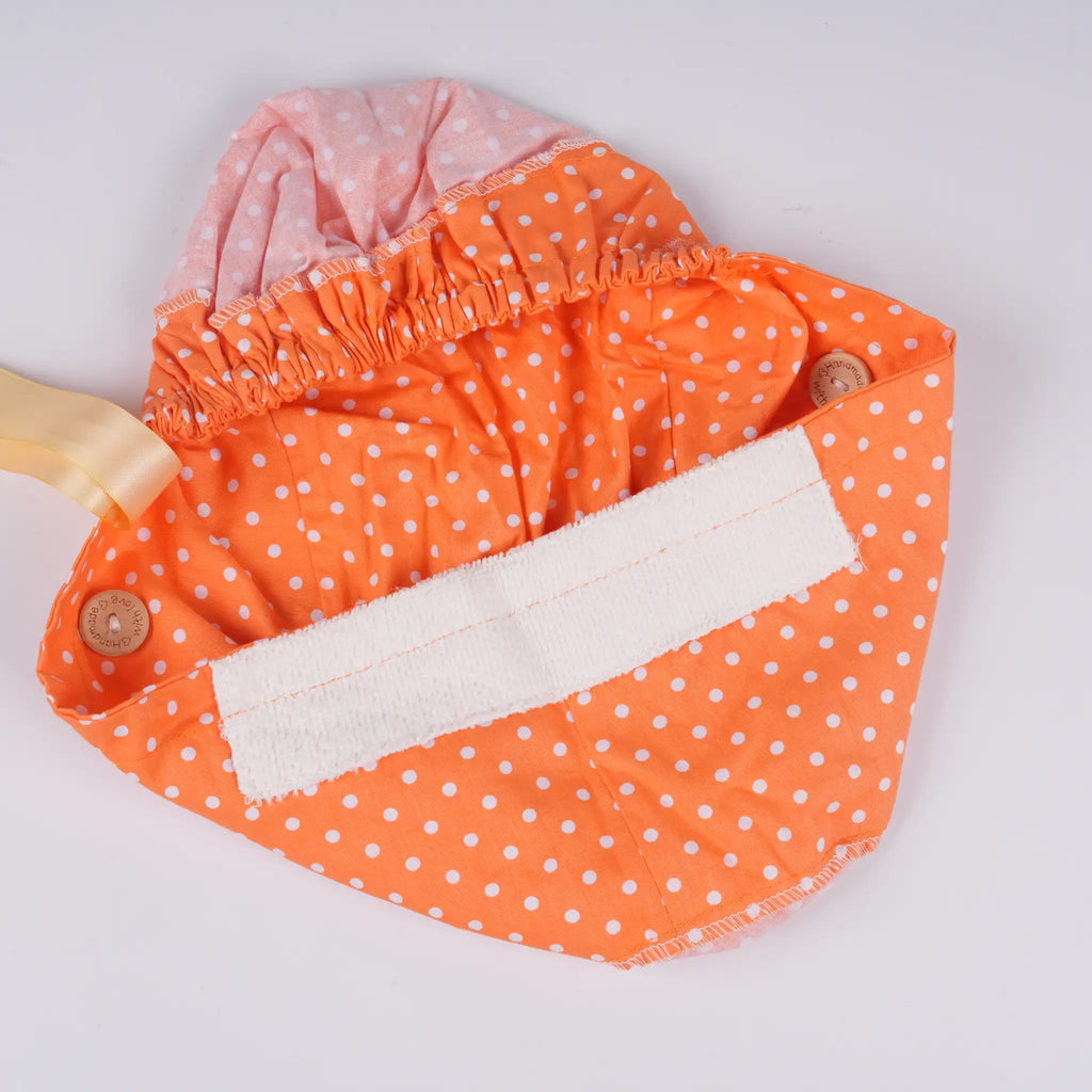 Orange Polka Dots Ponytail Scrub Cap