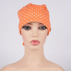 Orange Polka Dots Ponytail Scrub Cap