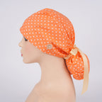 Orange Polka Dots Ponytail Scrub Cap