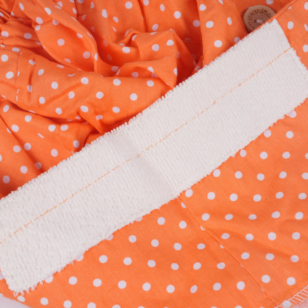 Orange Polka Dots Ponytail Scrub Cap