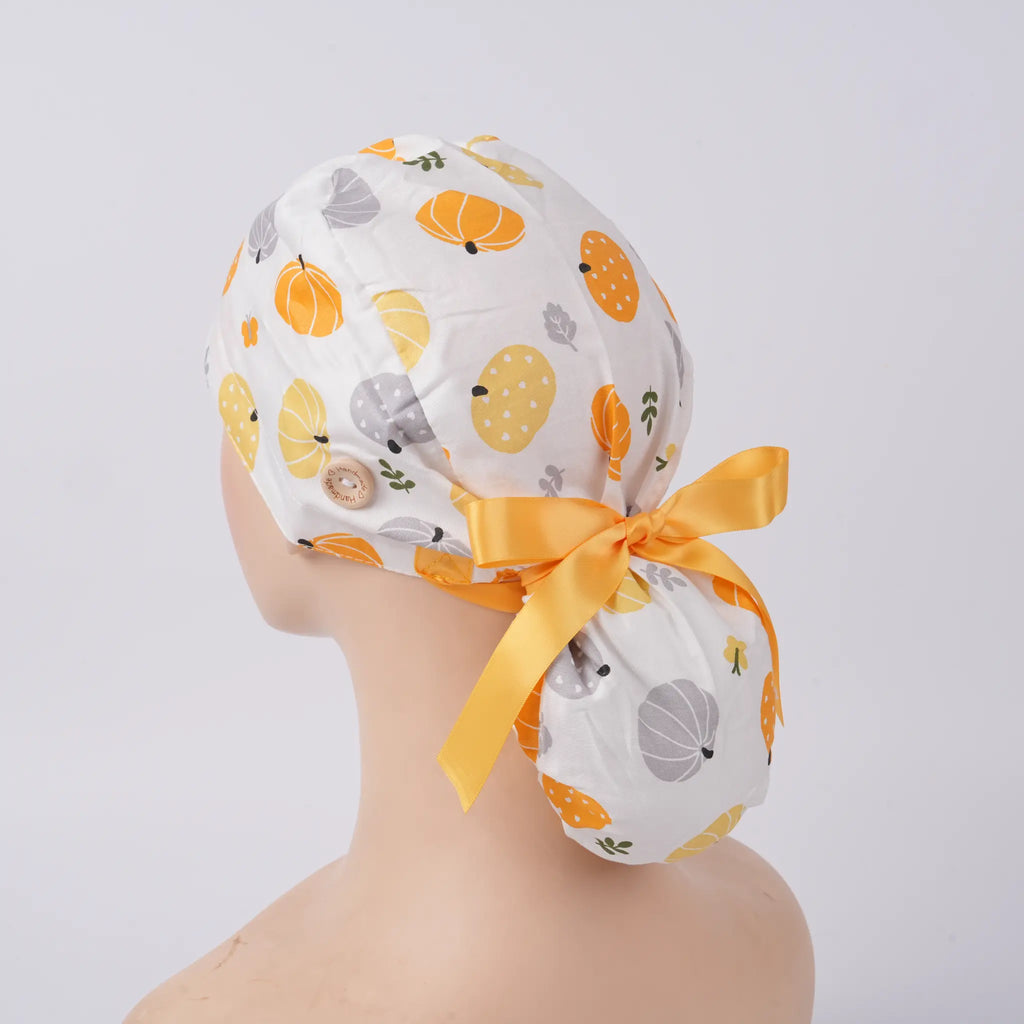 Pumpkin Ponytail Scrub Cap
