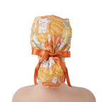 Pumpkin & Bunny Ponytail Scrub Cap