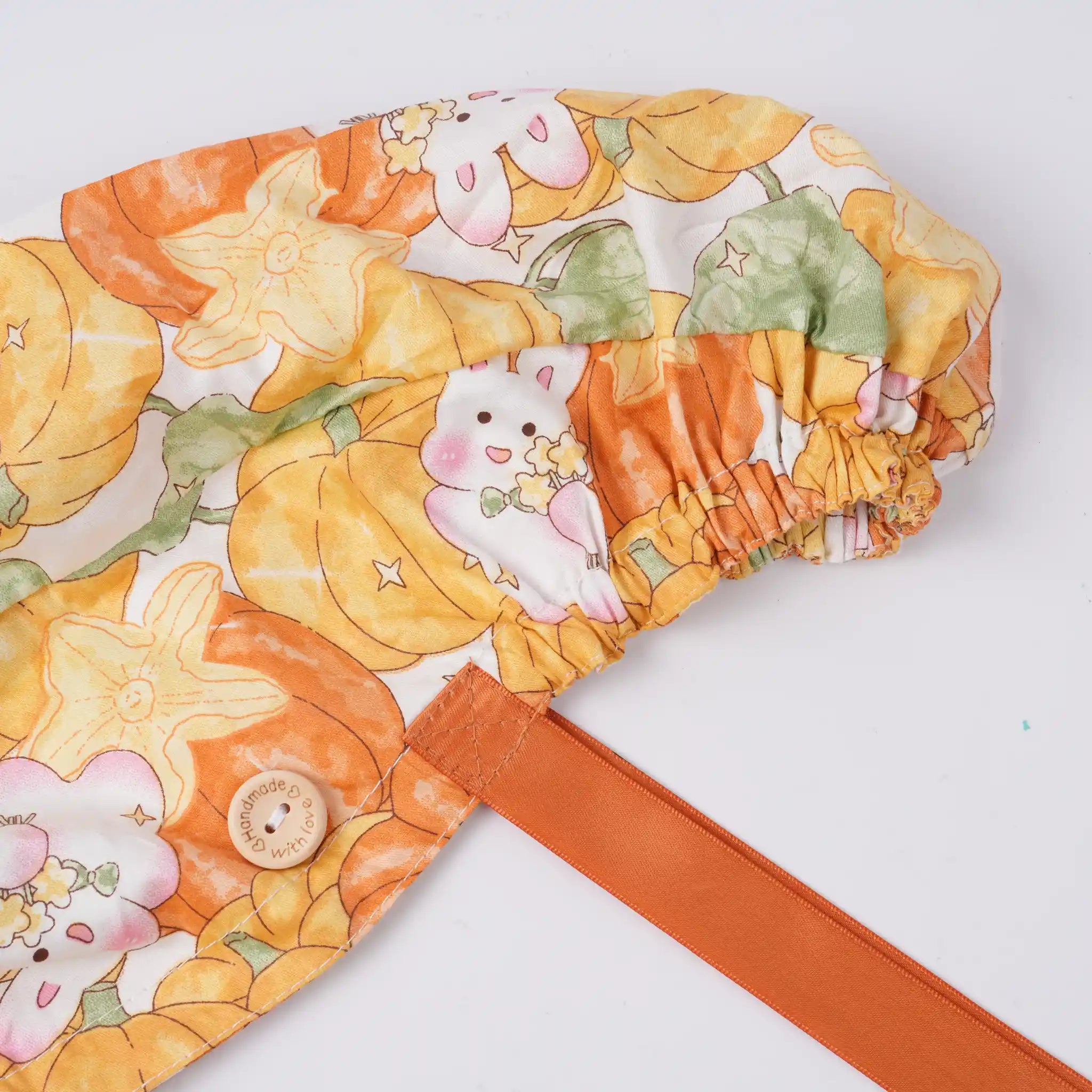 Pumpkin & Bunny Ponytail Scrub Cap