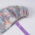Purple Floral & Puppy Ponytail Scrub Cap