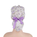 Purple White Flowers Ponytail Scrub Cap