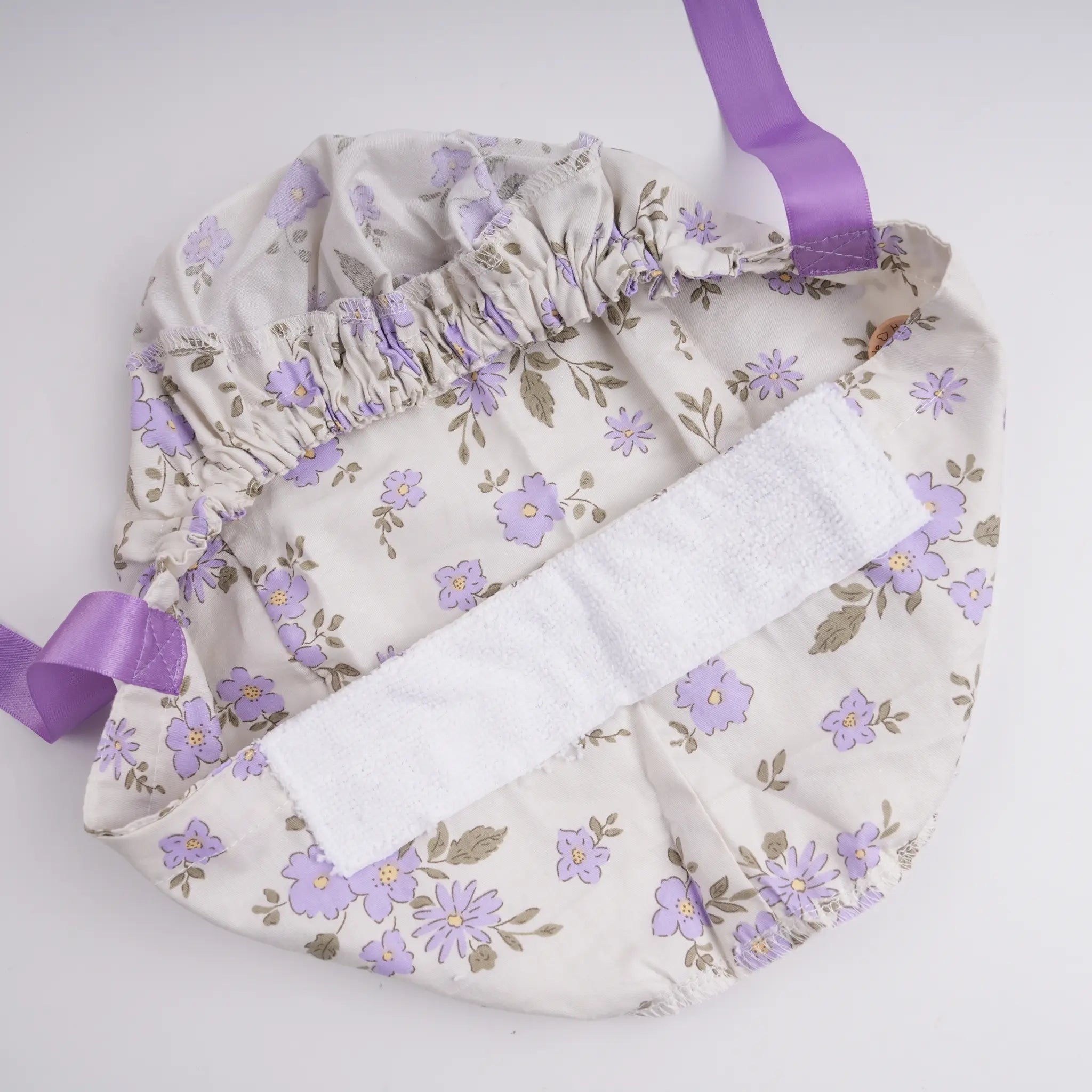 Purple White Flowers Ponytail Scrub Cap