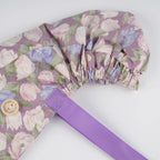 Purple Floral Ponytail Scrub Cap