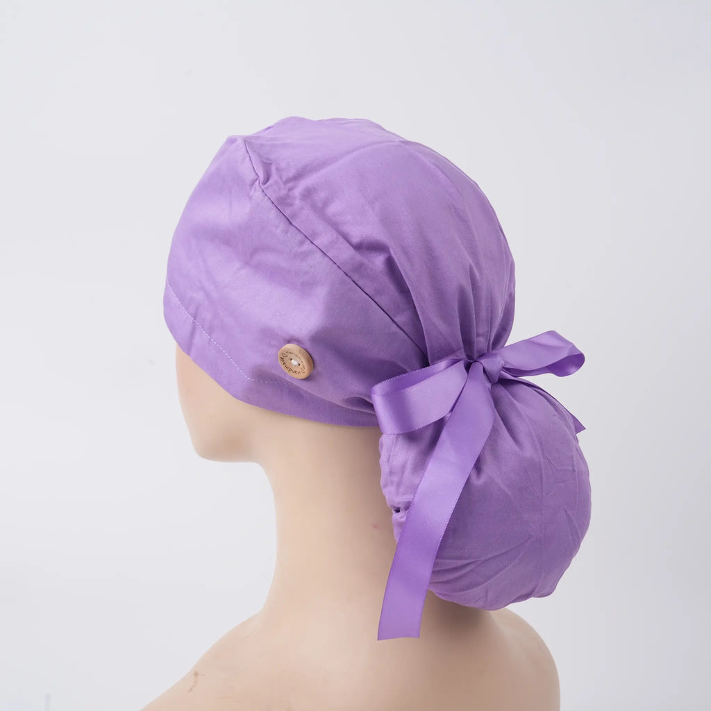 Solid Purple Ponytail Scrub Cap