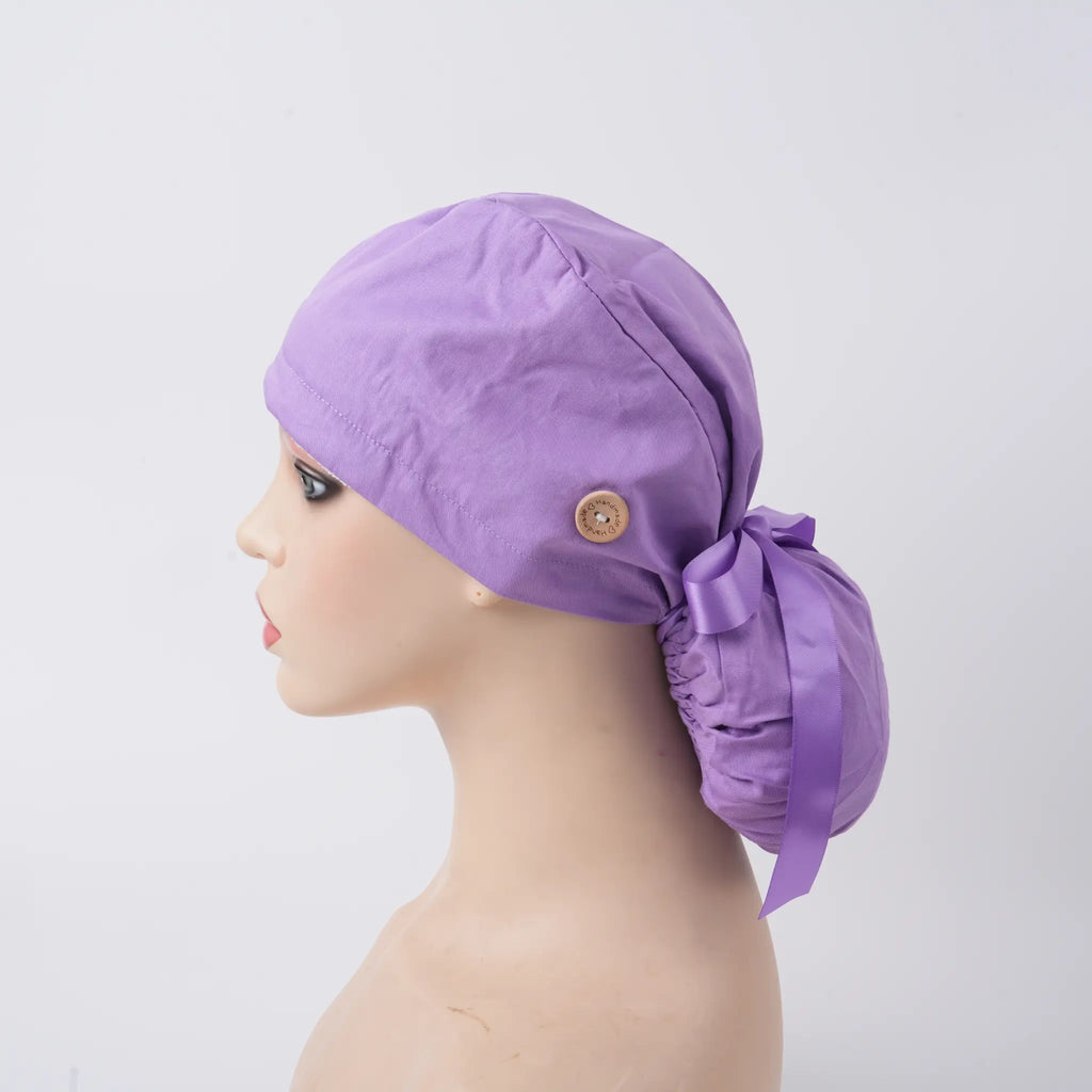 Solid Purple Ponytail Scrub Cap