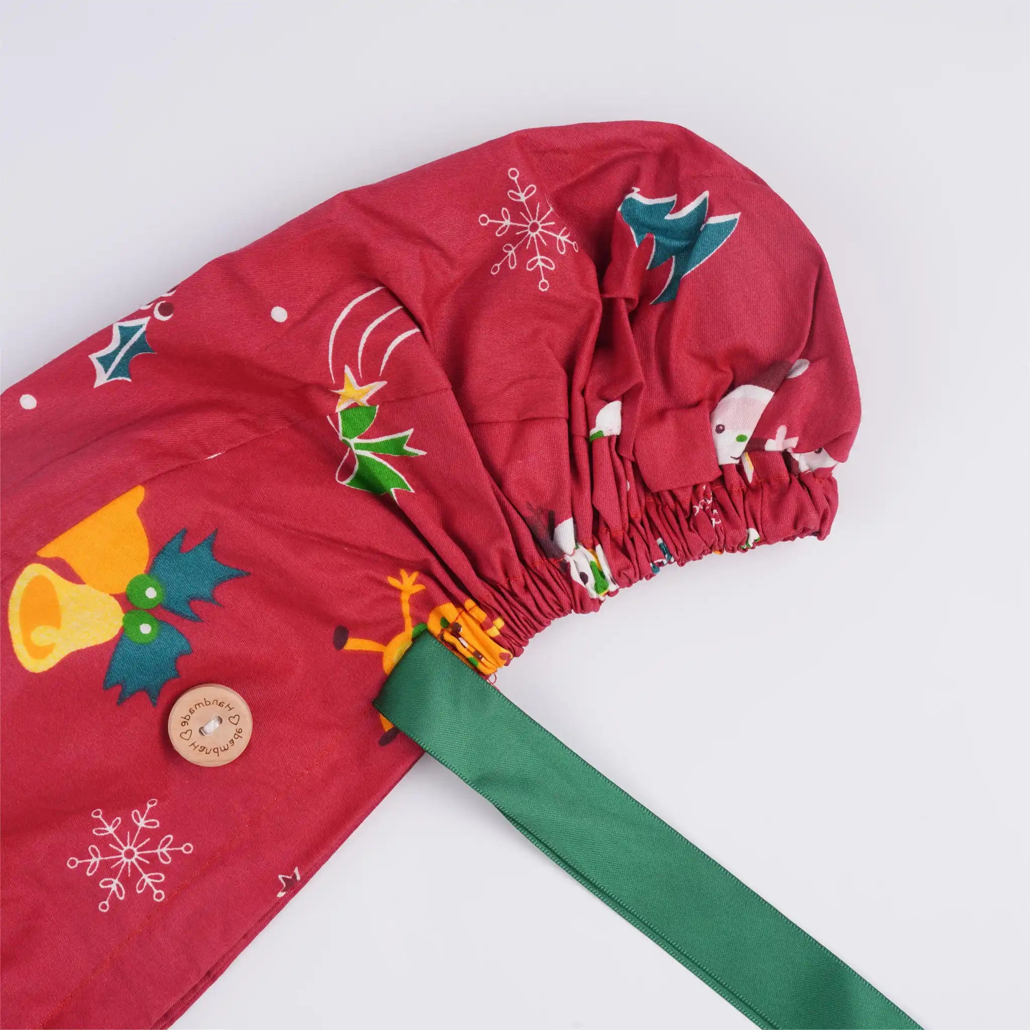Red Santa Claus Ponytail Scrub Cap