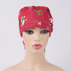 Red Santa Claus Ponytail Scrub Cap