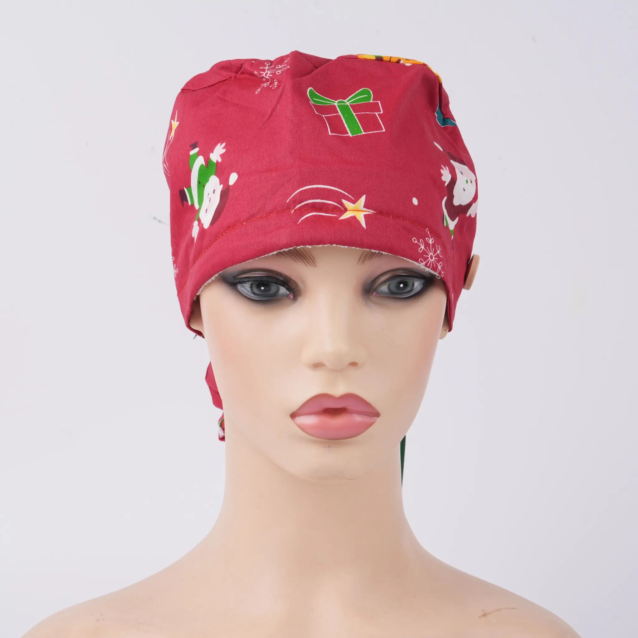 Red Santa Claus Ponytail Scrub Cap