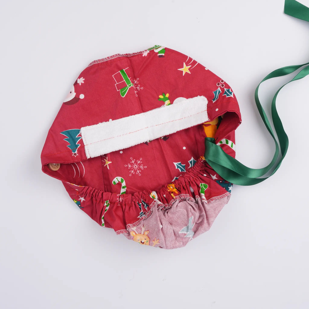Red Santa Claus Ponytail Scrub Cap