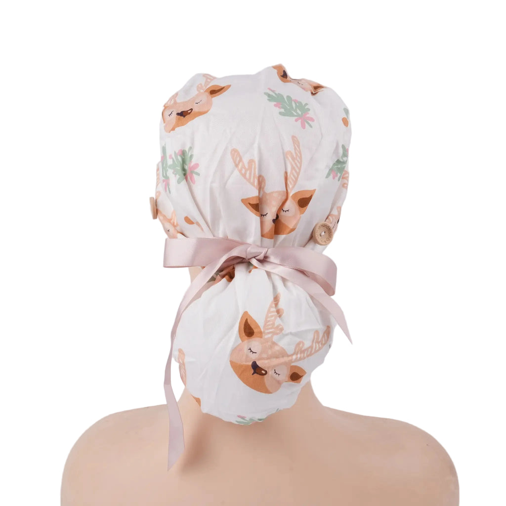 Reindeer Ponytail Scrub Cap