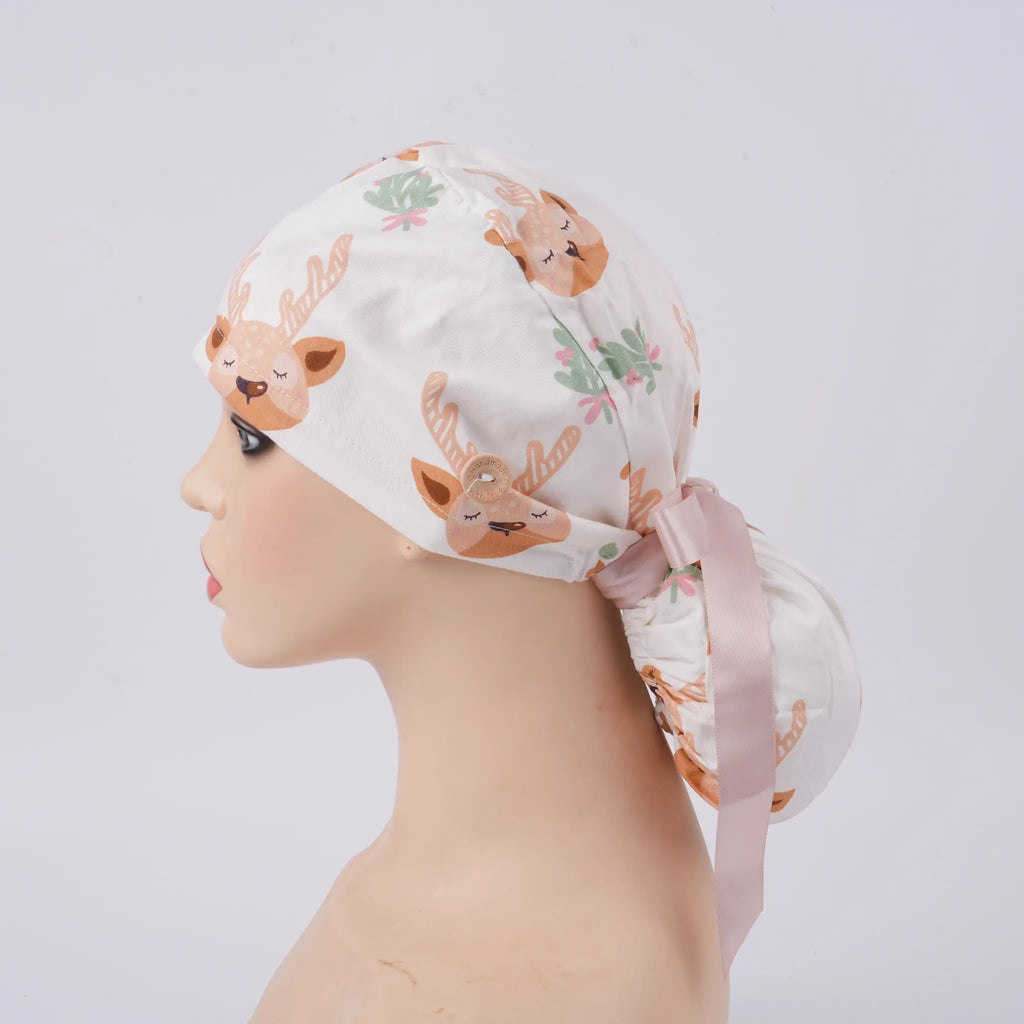 Reindeer Ponytail Scrub Cap