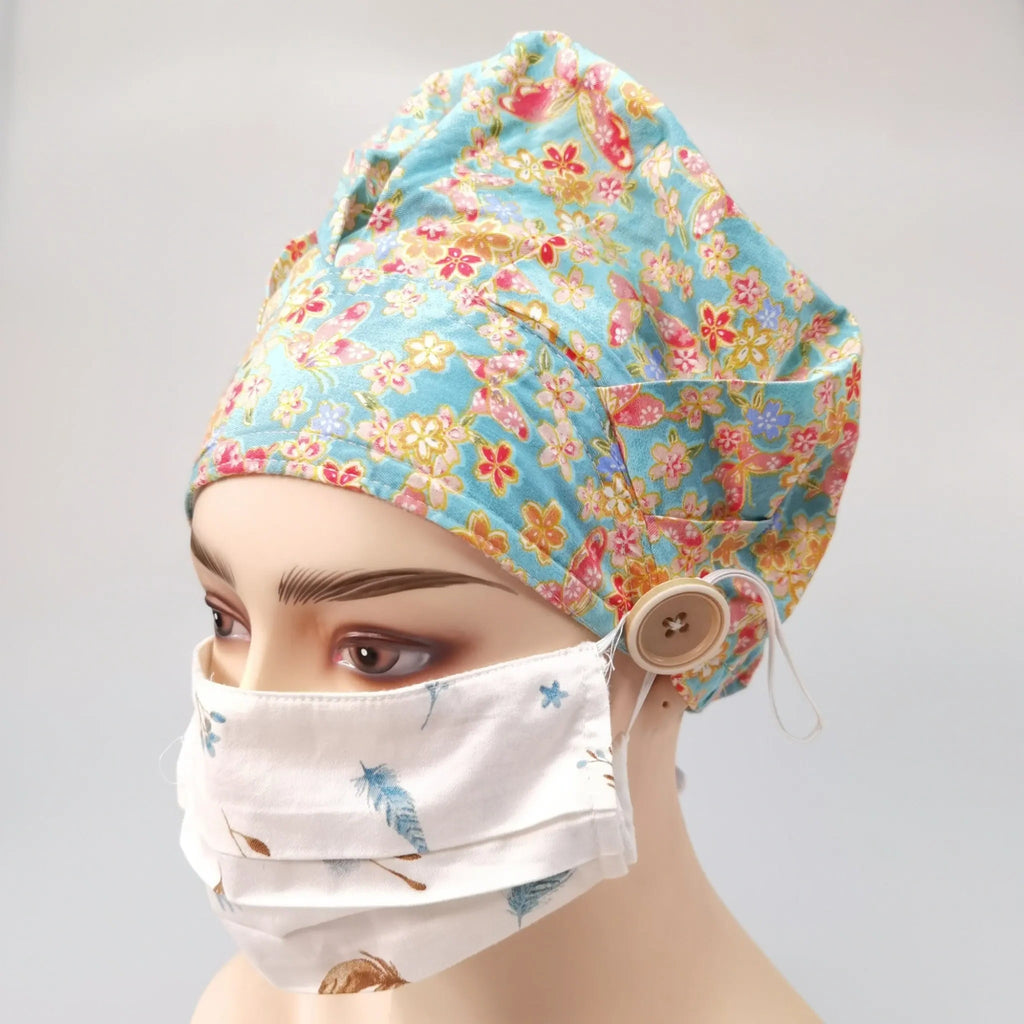 Gold Sakura Bouffant Scrub Cap