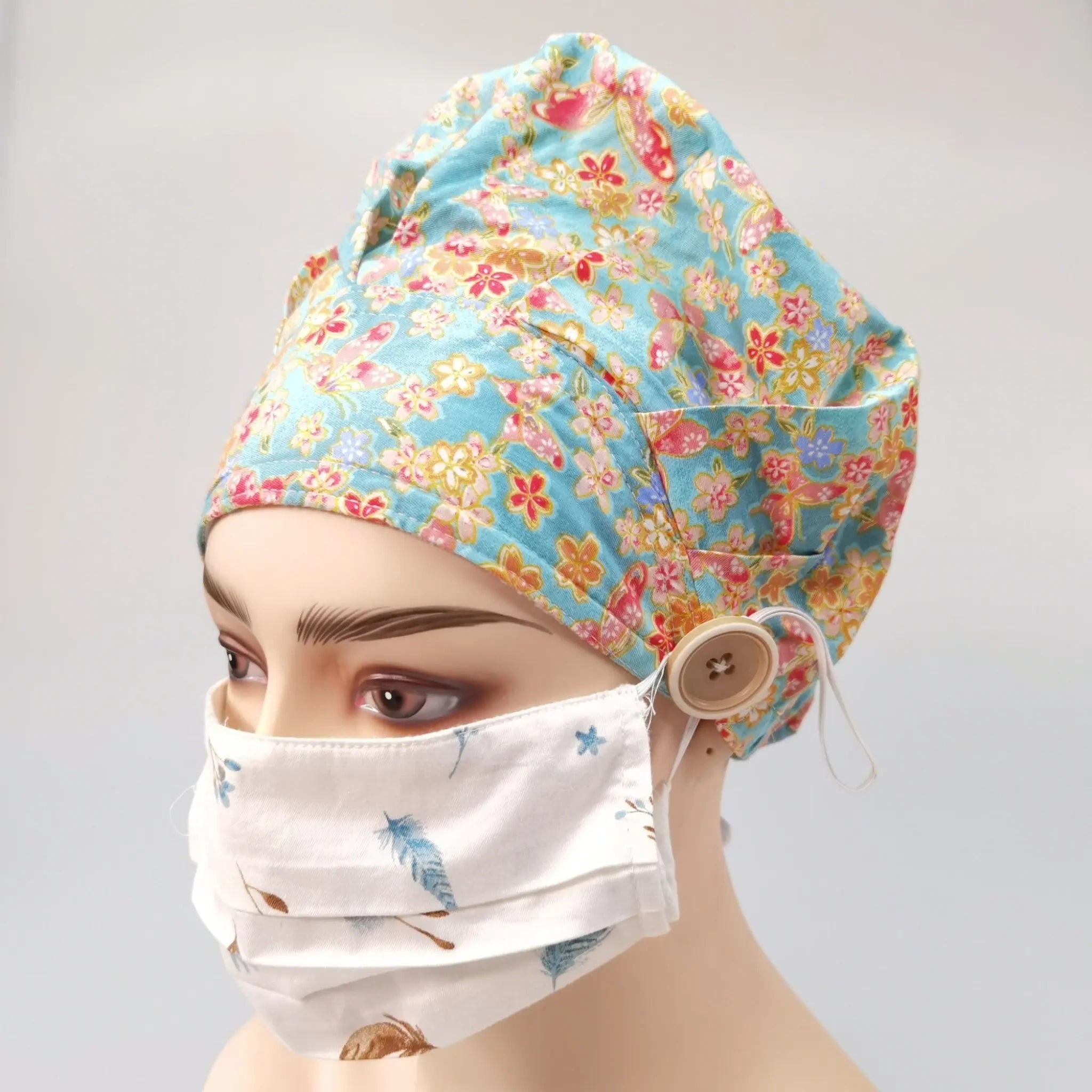 Gold Sakura Bouffant Scrub Cap