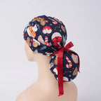 Snowman & Gingerbread Ponytail Scrub Cap