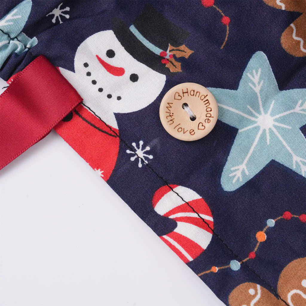 Snowman & Gingerbread Ponytail Scrub Cap