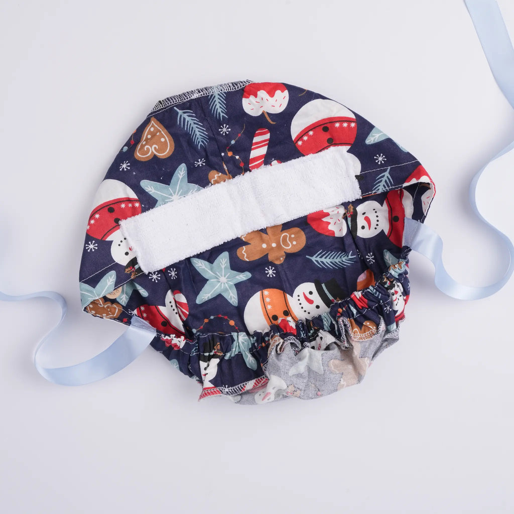 Snowman & Gingerbread Ponytail Scrub Cap