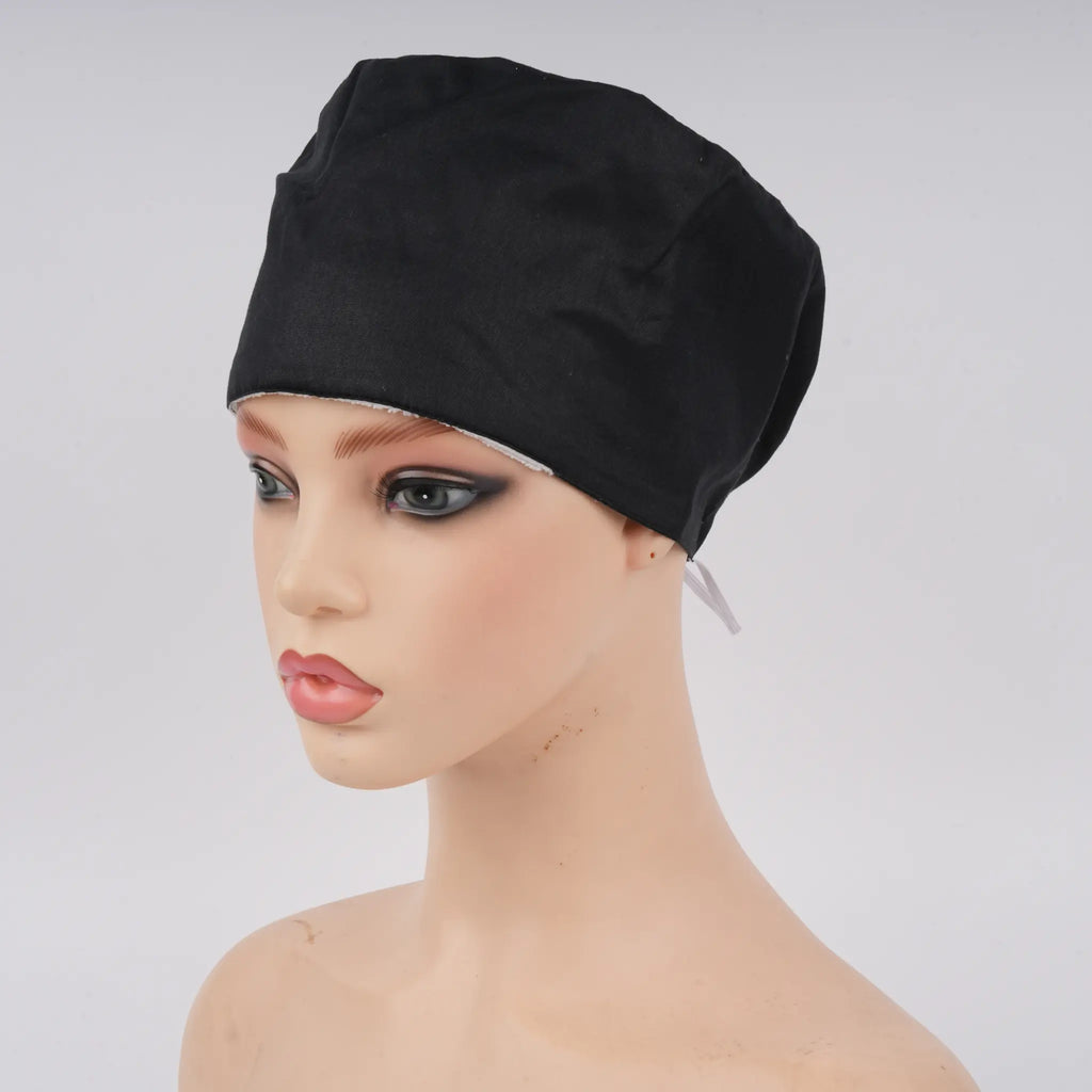Solid Black Euro Scrub Cap