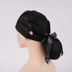 Solid Black Ponytail Scrub Cap