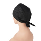 Solid Black Tie Back Scrub Cap