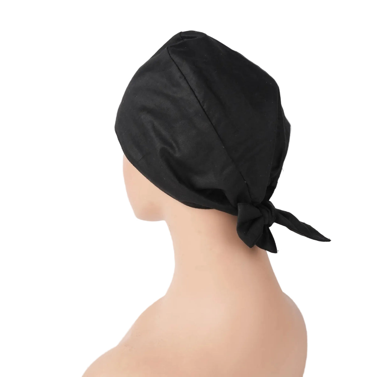 Solid Black Tie Back Scrub Cap