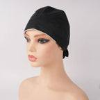 Solid Black Tie Back Scrub Cap