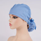 Solid Blue Ponytail Scrub Cap