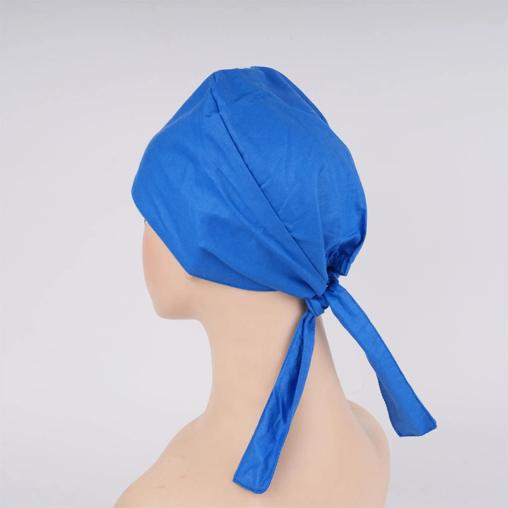 Solid Blue Tie Back Scrub Cap