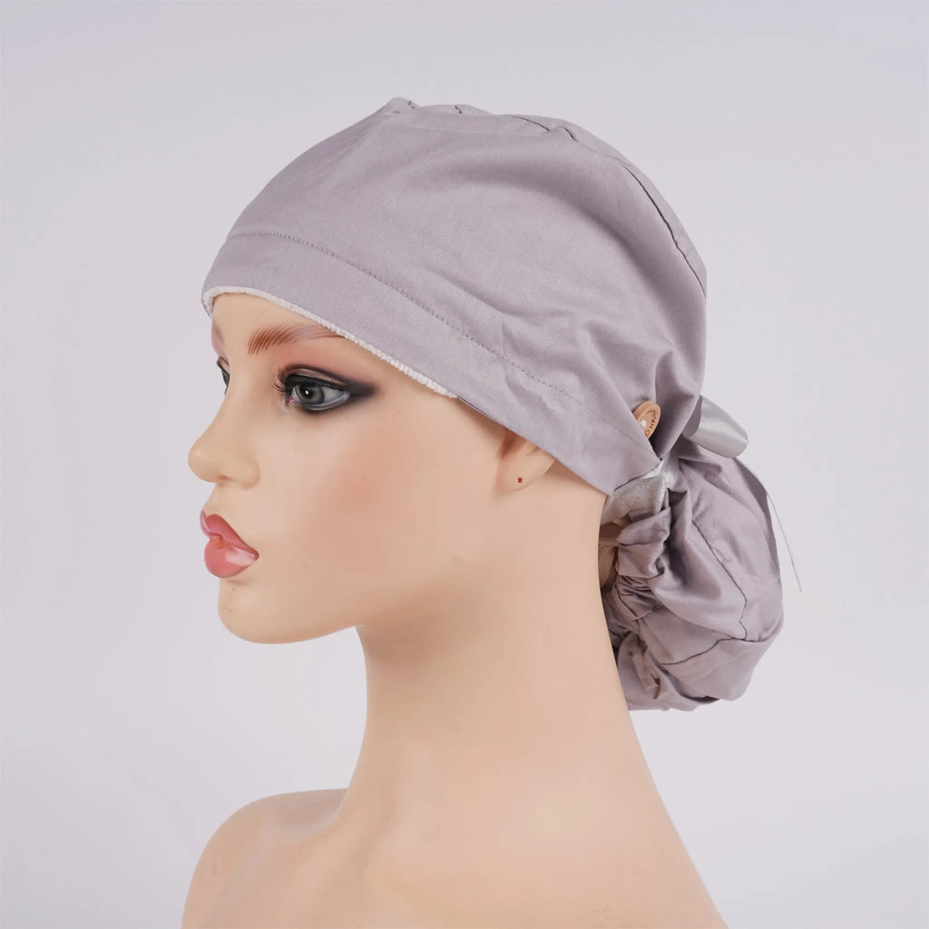 Solid Gray Ponytail Scrub Cap