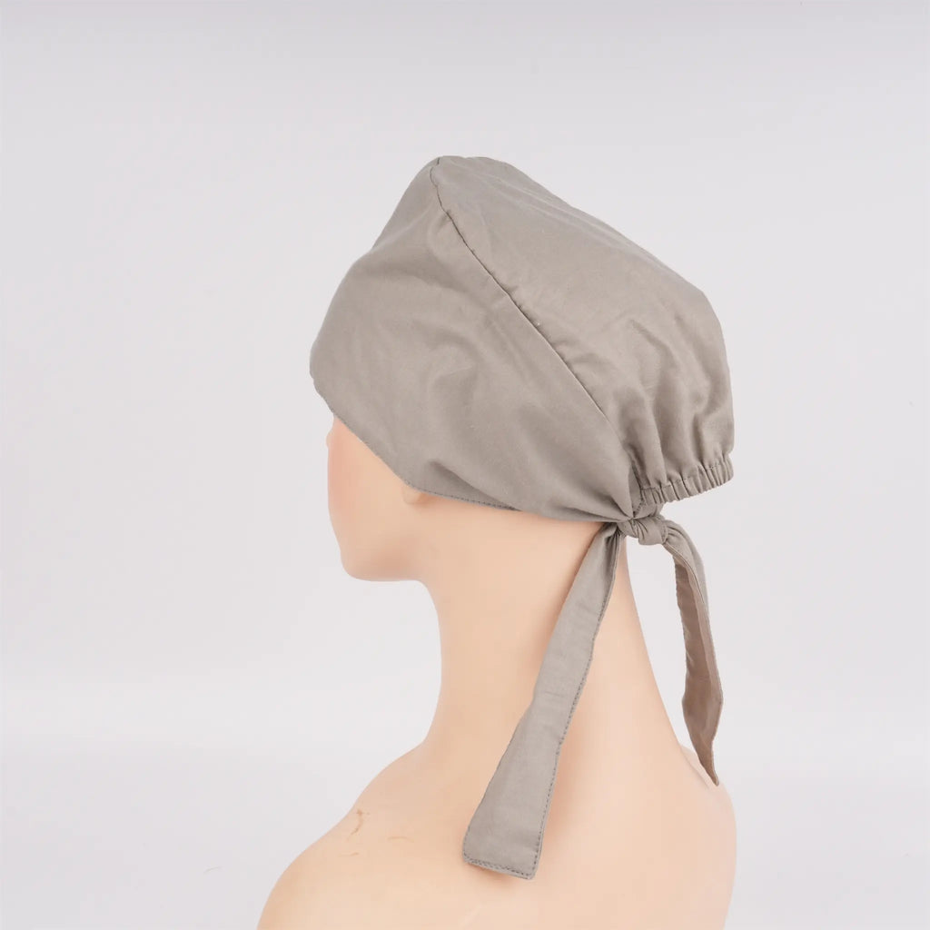 Solid Gray Tie Back Scrub Cap