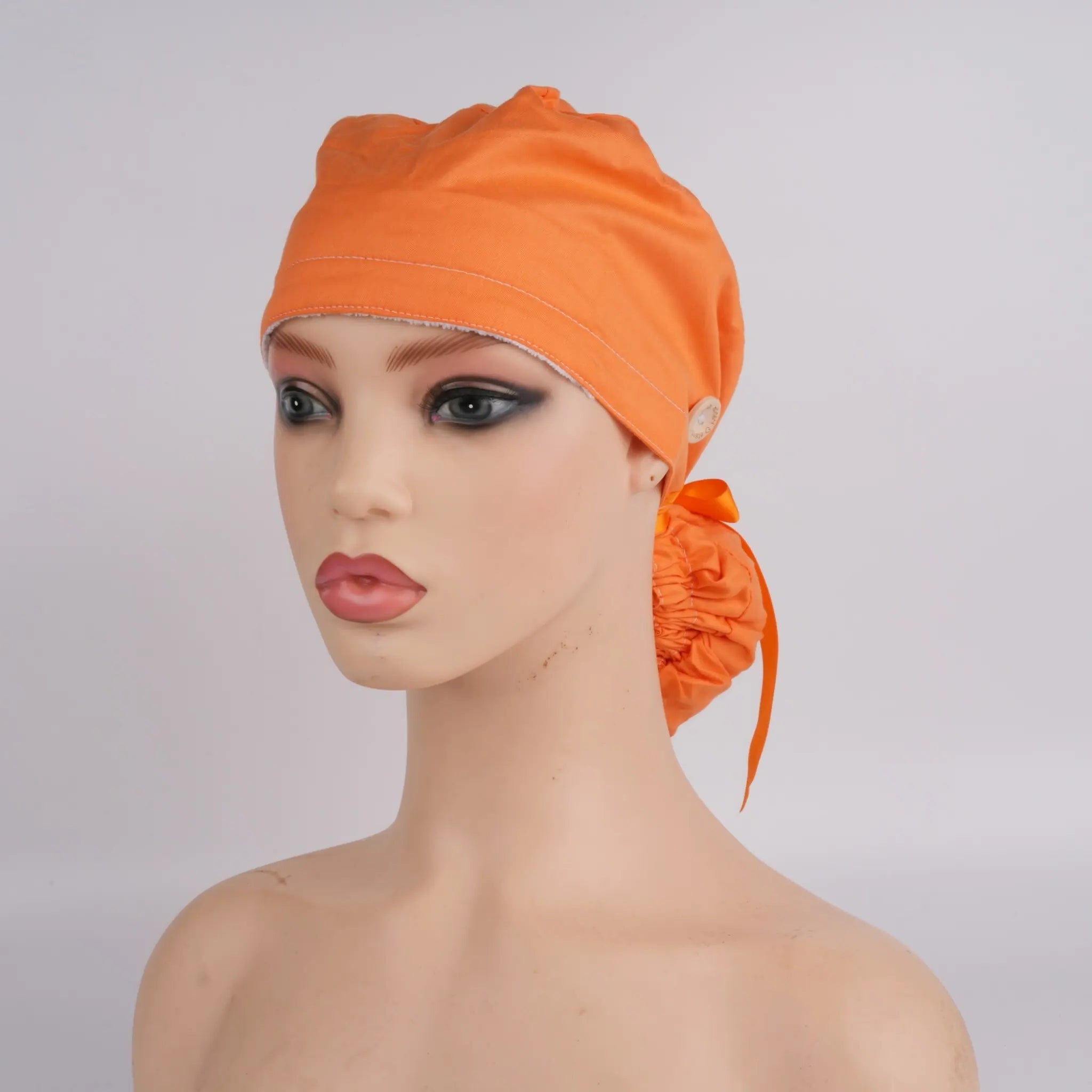 Solid Orange Ponytail Scrub Cap