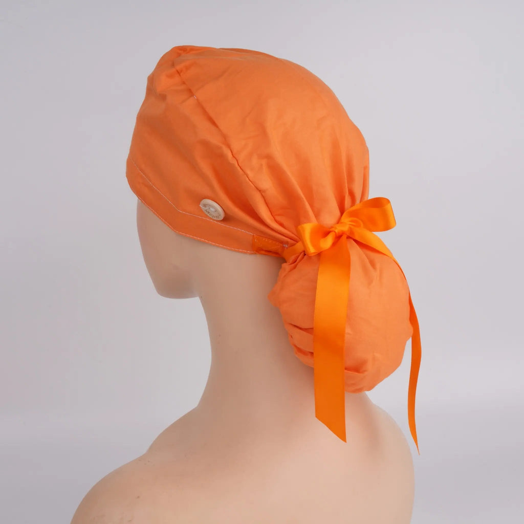 Solid Orange Ponytail Scrub Cap