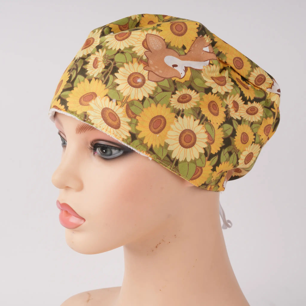 Sunflower Euro Scrub Cap