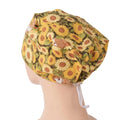 Side back view of sunflower euro scrub cap
