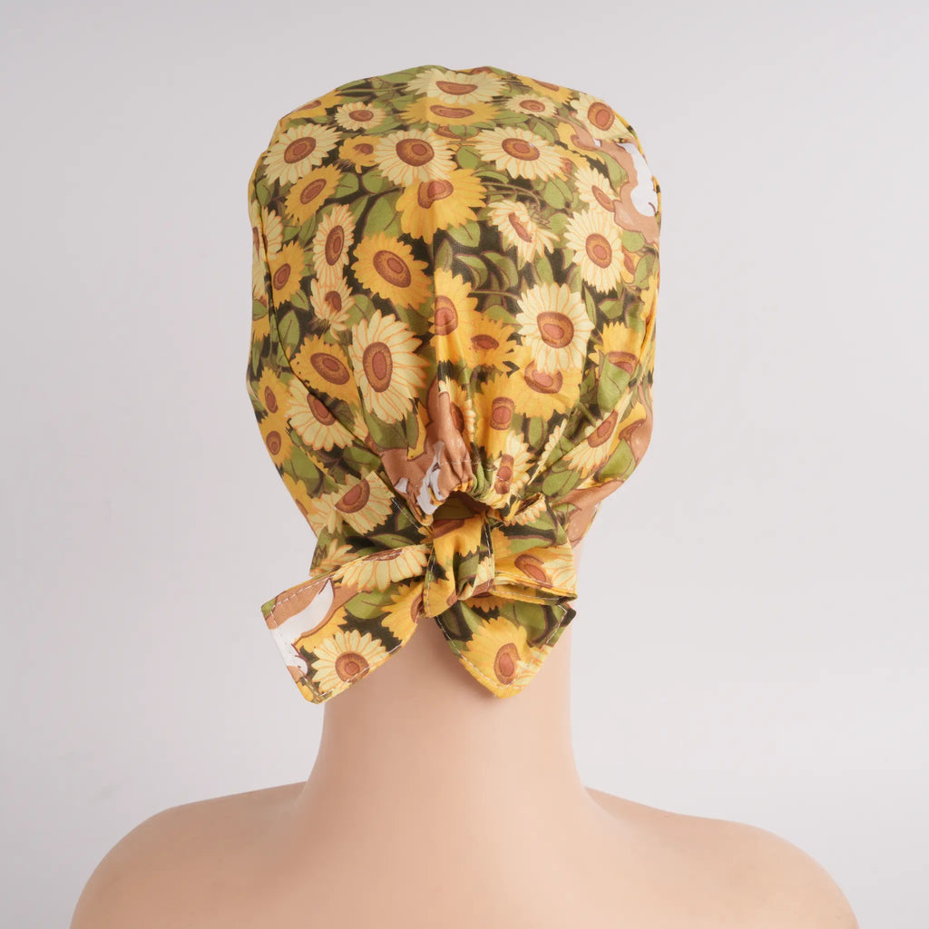 Sunflower Tie Back Scrub Cap