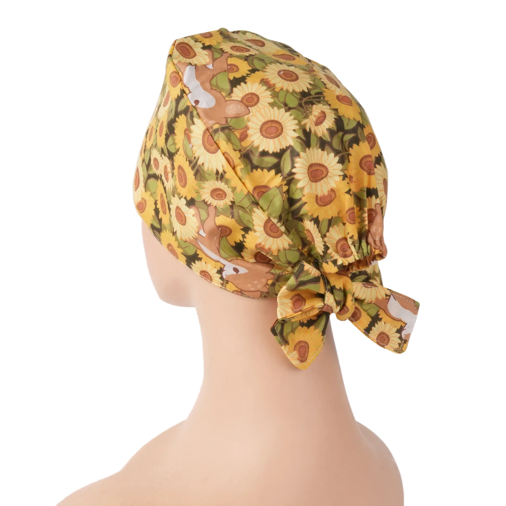 Sunflower Tie Back Scrub Cap