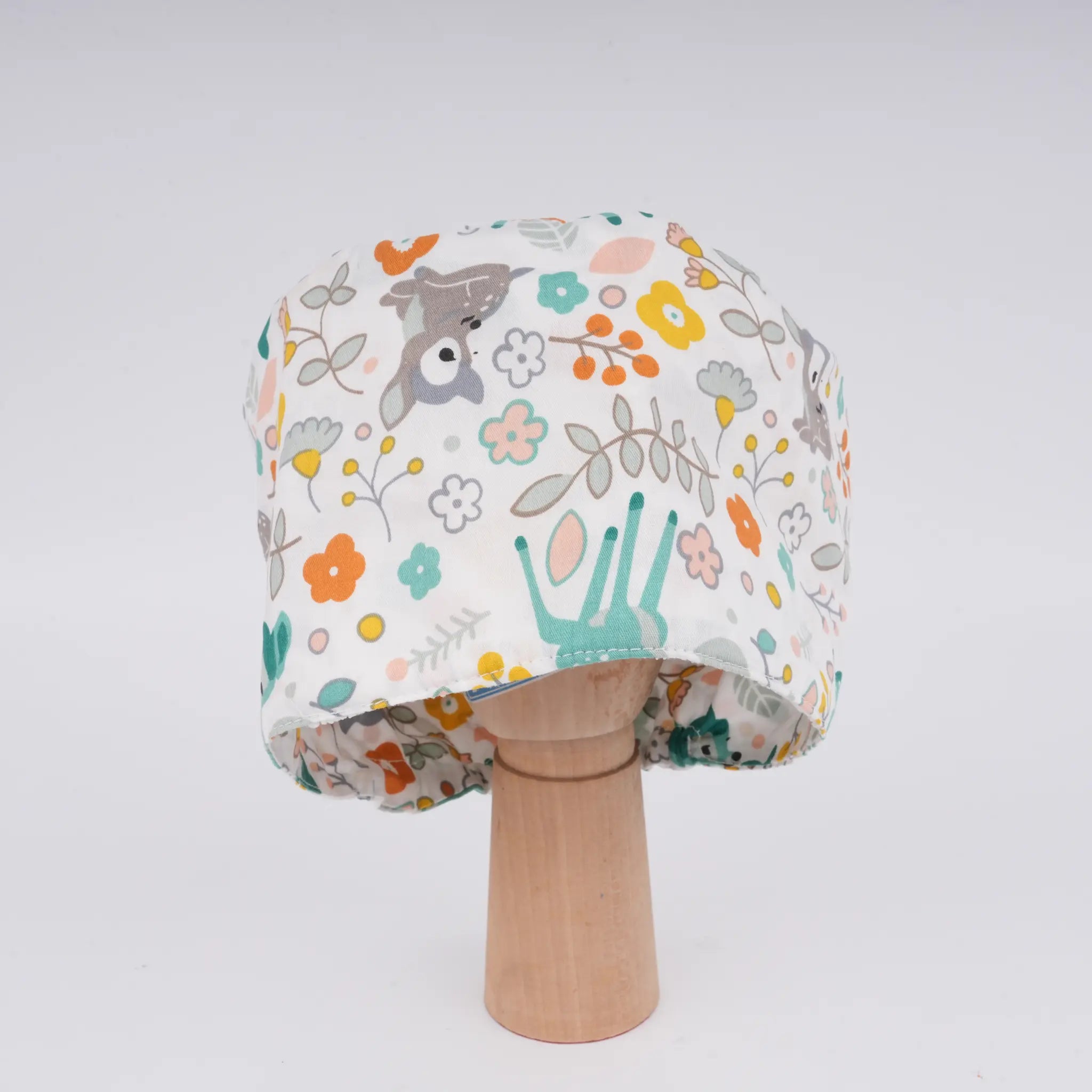 Sika Deer & Flowers Euro Scrub Cap
