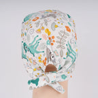 Sika Deer & Flowers Tie Back Scrub Cap