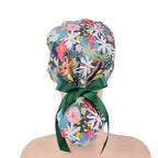 Colorful Florals Ponytail Scrub Cap