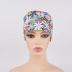 Colorful Florals Ponytail Scrub Cap