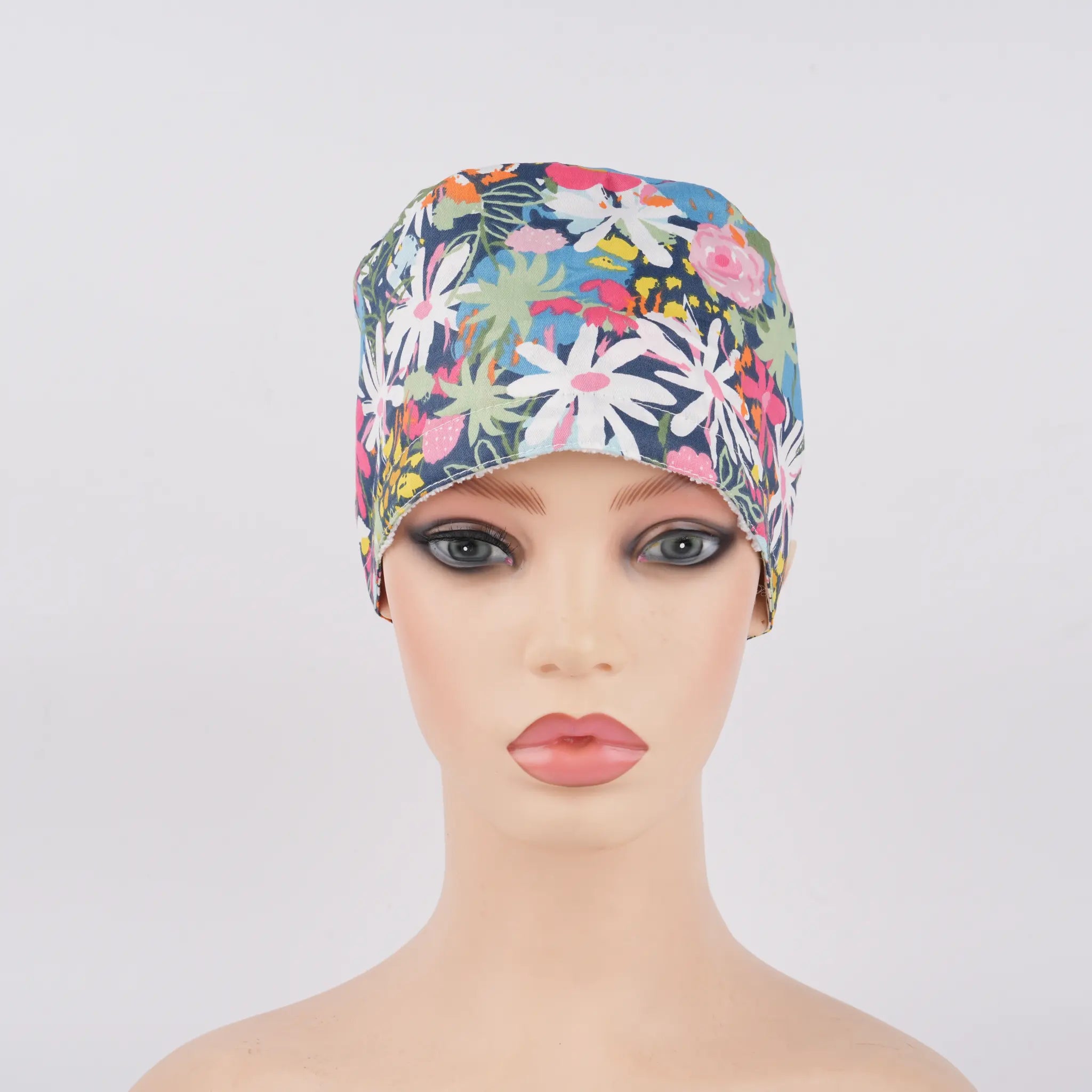 Colorful Florals Ponytail Scrub Cap