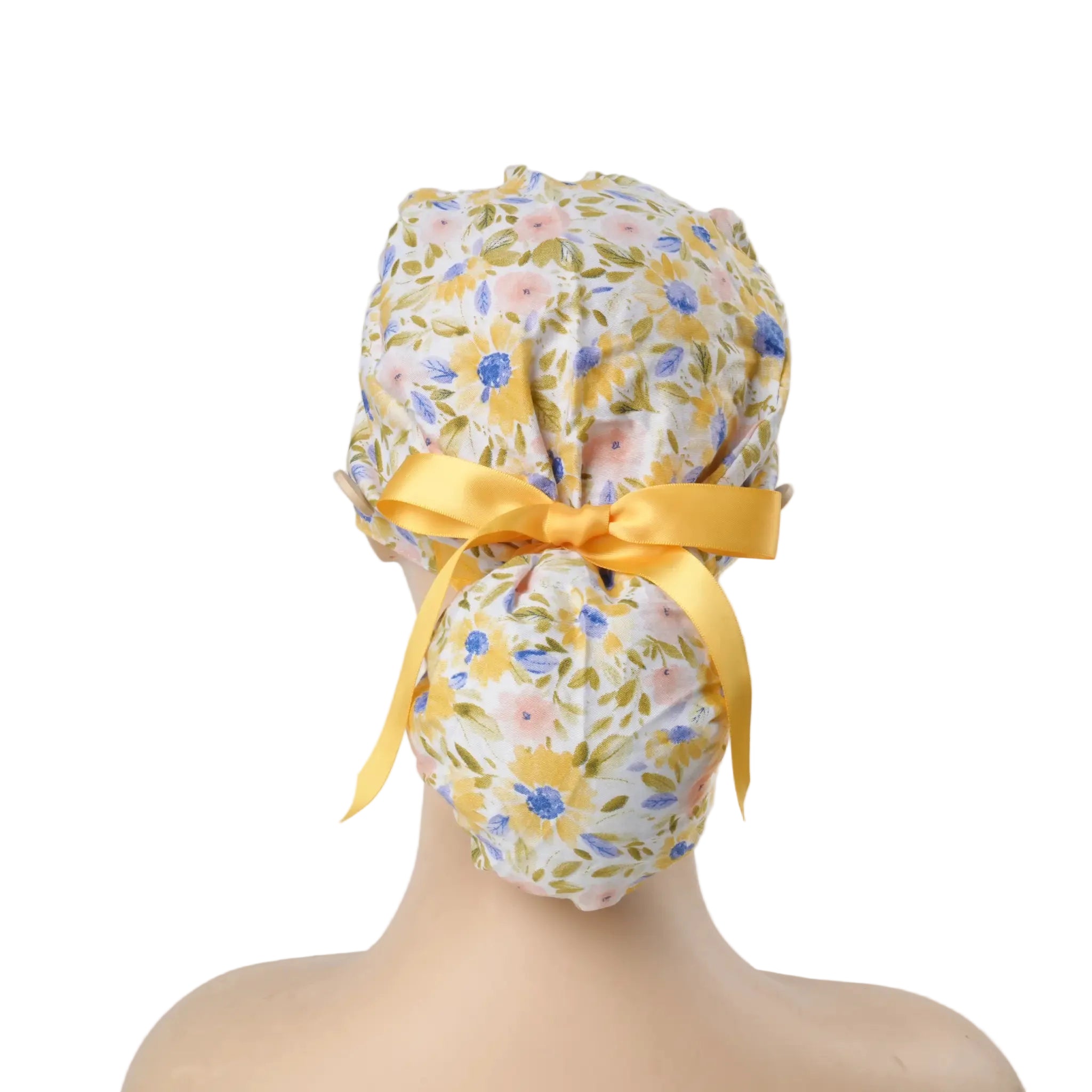 Watercolor Sunflower Ponytail Scrub Cap