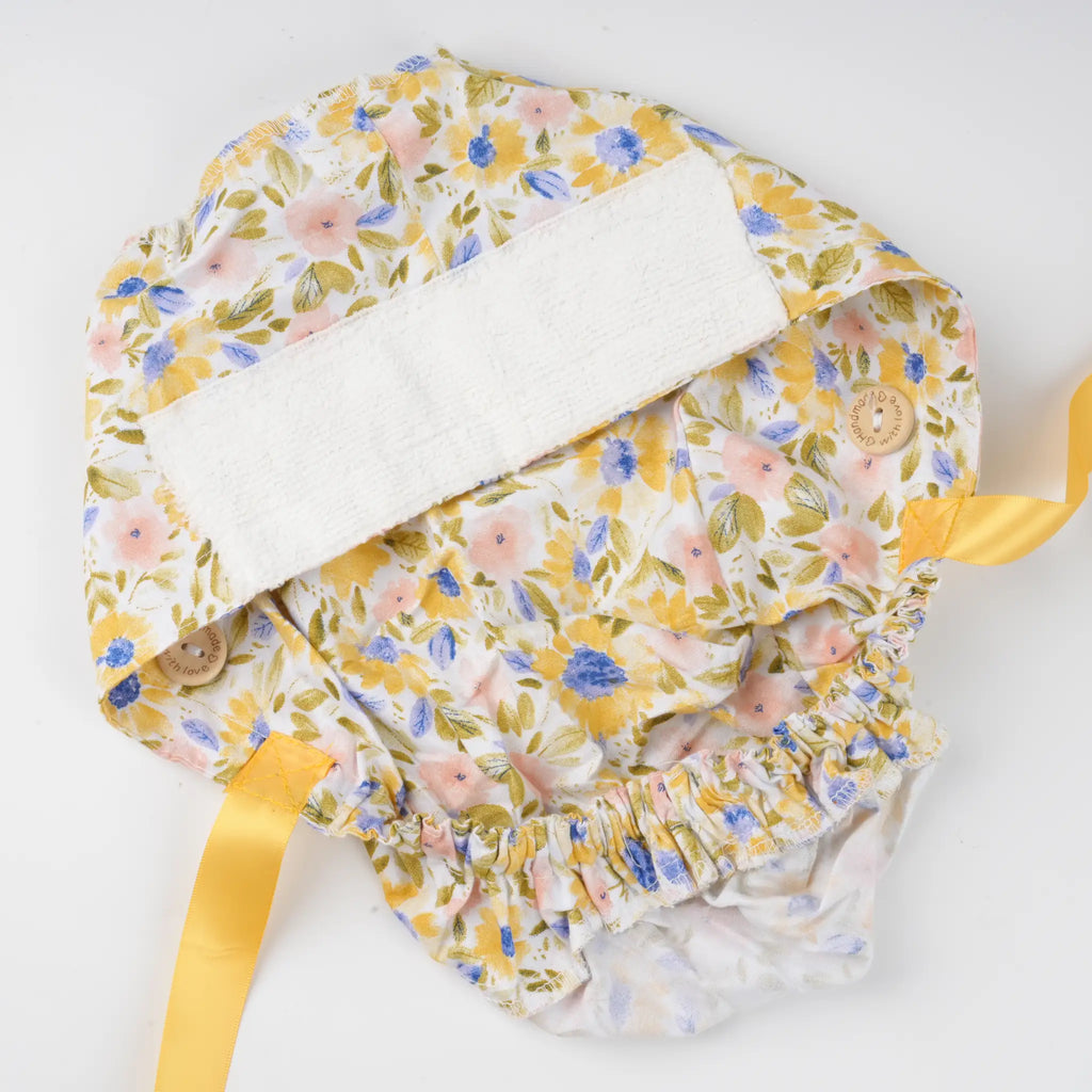 Watercolor Sunflower Ponytail Scrub Cap