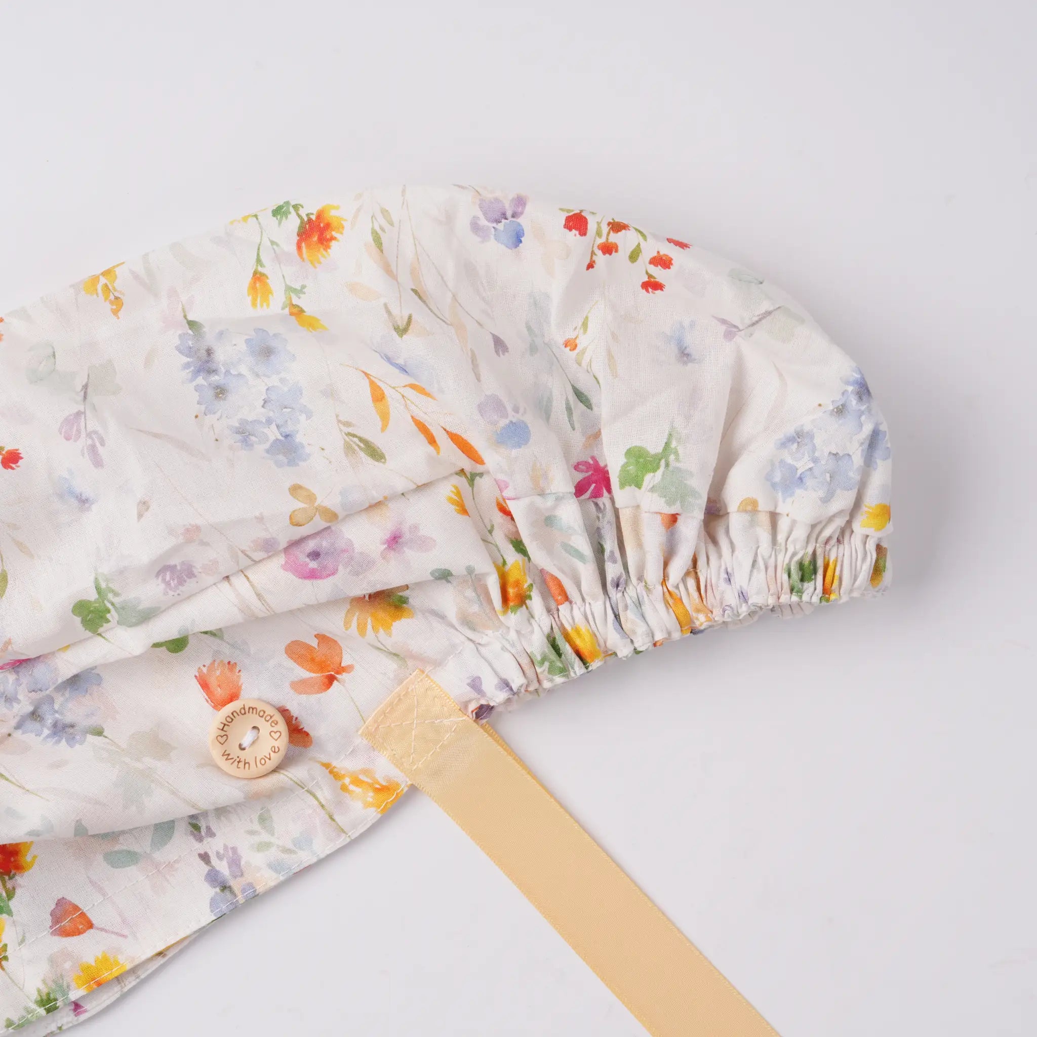 Watercolor Wildflower Ponytail Scrub Cap