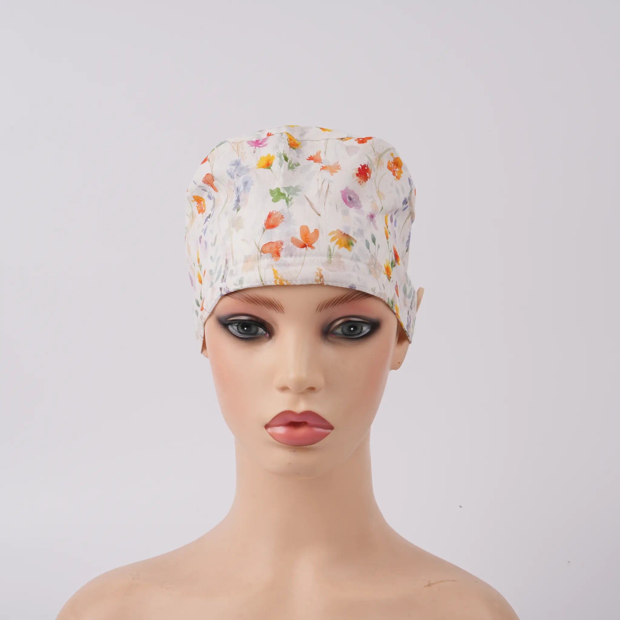 Watercolor Wildflower Ponytail Scrub Cap