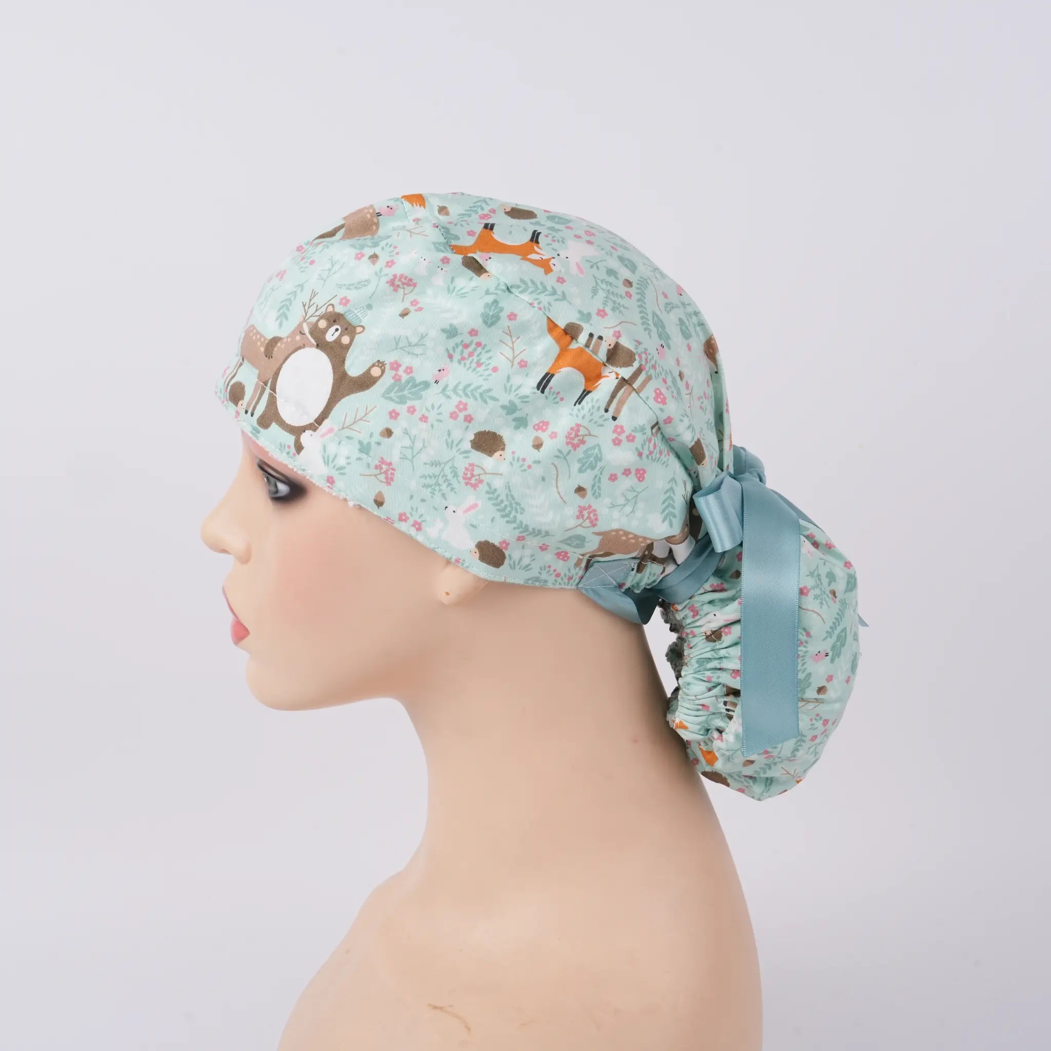 Woodland Animals Ponytail Scrub Cap