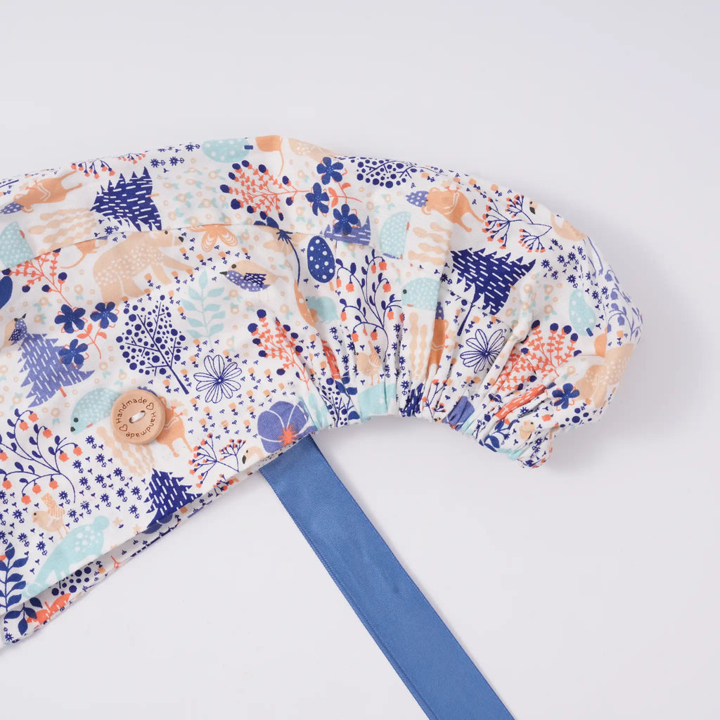 Blue Woodland Ponytail Scrub Cap